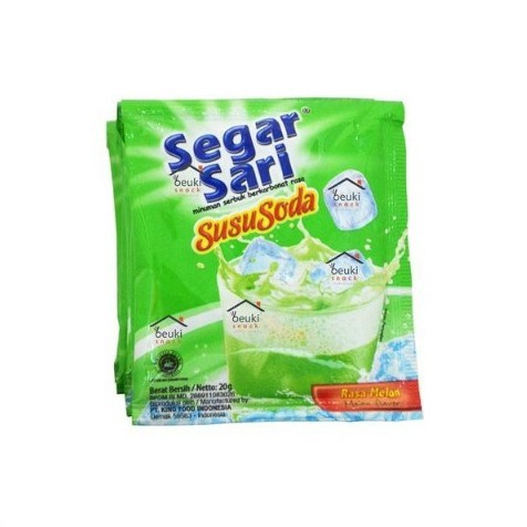 

Segar Sari Susu Soda Rasa Melon Kemasan Sachet 1 Renceng