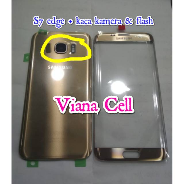 BACK DOOR BACKDOOR PLUS KACA LCD SAMSUNG S7 EDGE G935F ORI GOLD. ADA KACA KAMERA DAN FLASH NEW