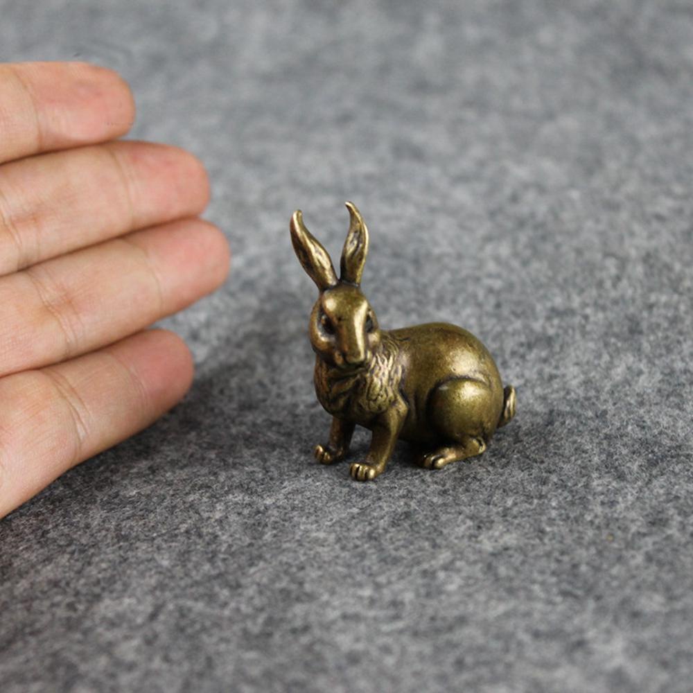 Augustina Tembaga Kelinci12 Zodiak Retro Zodiak Patung Kuningan Padat Miniatur Ornamen Dekorasi Rumah