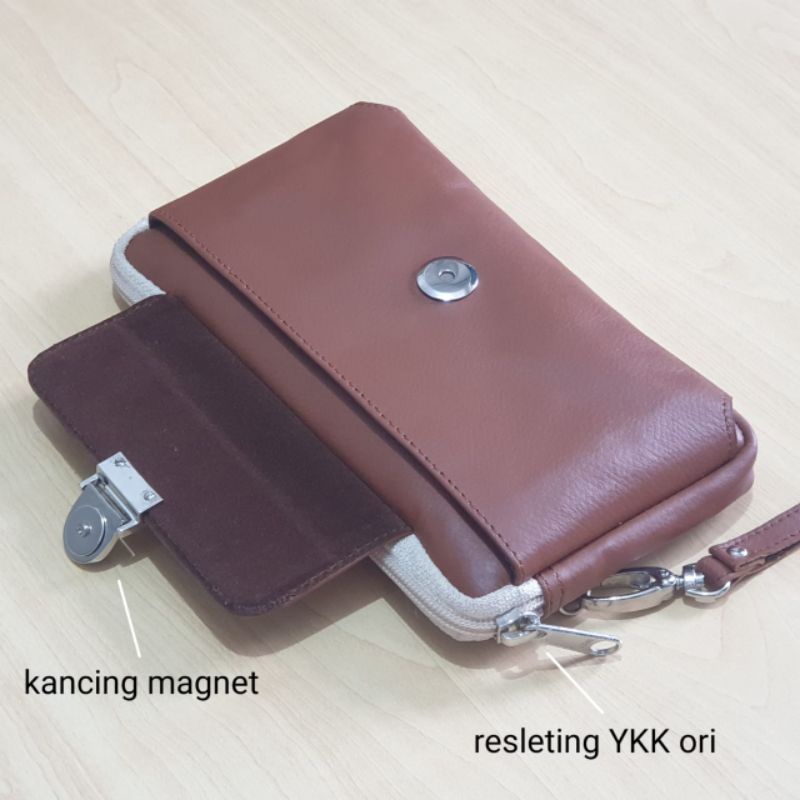 handbag clutch mini kulit asli cokelat