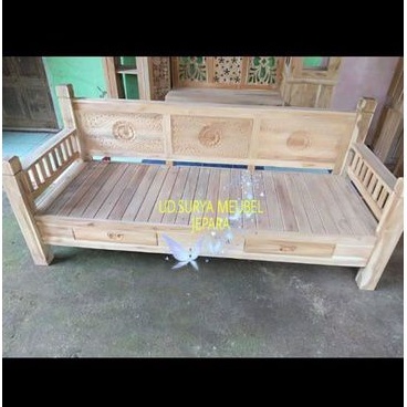 Bangku panjang kursi besar bale bale kayu jati kursi panjang ukir mentahan