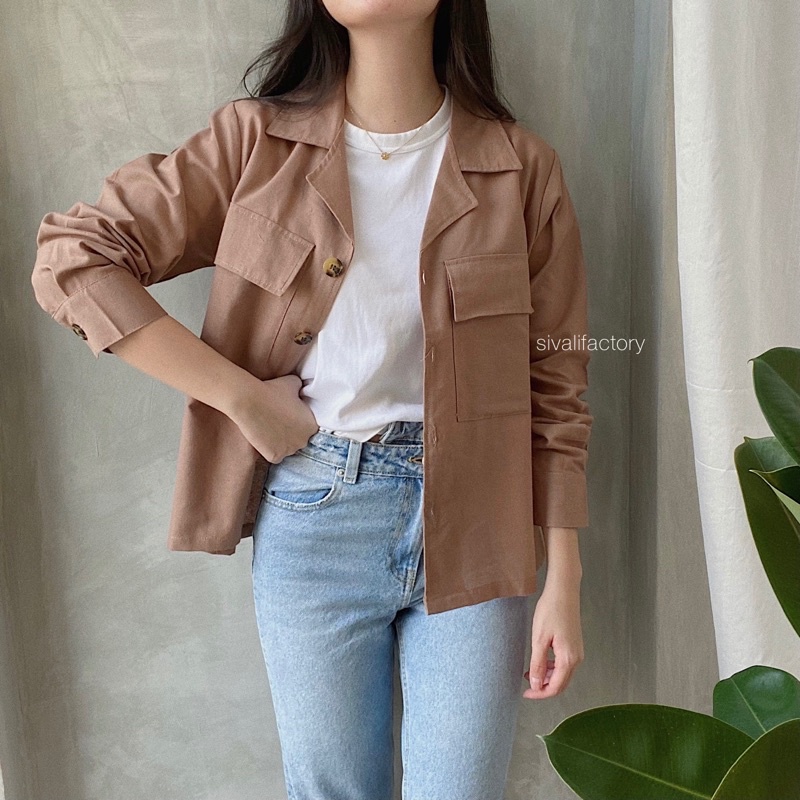 IL - Claryn Outer Linen - Kemeja Linen - Atasan Wanita | Kardigan Saku Wanita