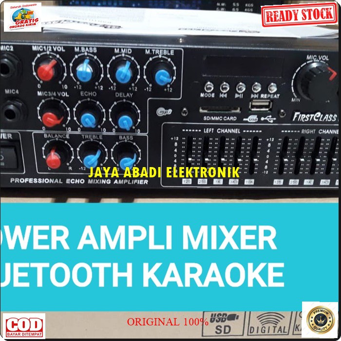 G82 FIRSTCLASS DIGITAL ECHO MIXER MIXING POWER AMPLI BLUETOOTH AMPLIFIER BLUETOOT EQUALIZER BLUTOT KARAOKE USB MP3 PLAYER AUDIO SOUND SYSTEM AC DC PROFESIONAL PRO AUX DJ VOCAL 4 CHANNEL NAKSIMAL SPEAKER PASIF UKURAN BISA SAMPAI 15 INCI SEPASANG7490