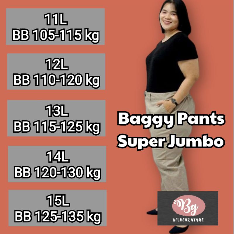 CELANA SUPER JUMBO WANITA//JUMBO BAGGY PANTS//CELANA KERJA WANITA JUMBO//SIZE 11L - 15L // BB 105 - 135KG// CELANA SUPER BIG SIZE