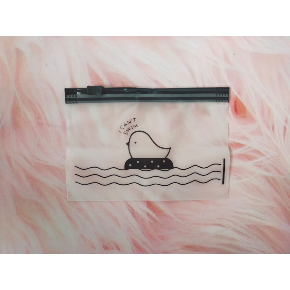 Pouch Zipperbag I Cant Swim / Pouch Makeup / Tempat Pensil / Serbaguna