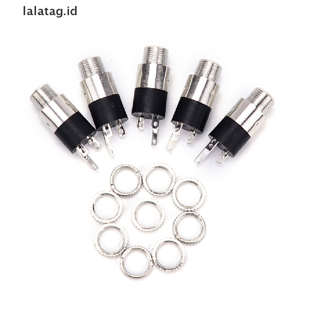 (Flyag) 5pcs PJ392 Jack Audio 3.5 &quot;Female Warna Silver Untuk Headphone