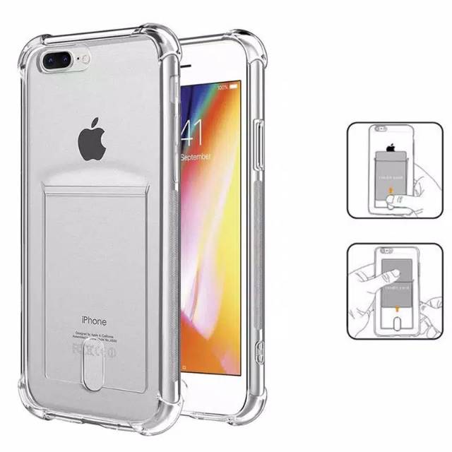 Anti Crack Card Holder Kartu Iphone 6 6s 6+ 6s+ 7 7+ 8 8+ X XR XS MAX case casing cover transparan