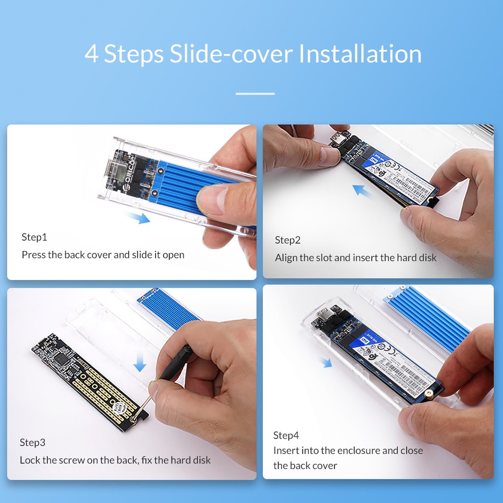 ORICO TCM2-C3 NVMe M.2 Transparent Case Enclosure for SSD up to 2TB - Casing Eksternal Khusus SSD