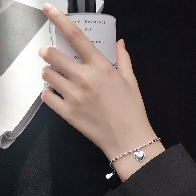 YEEZII Gelang Rantai Choker Liontin Hati Warna Silver Gaya Retro Korea Untuk Wanita