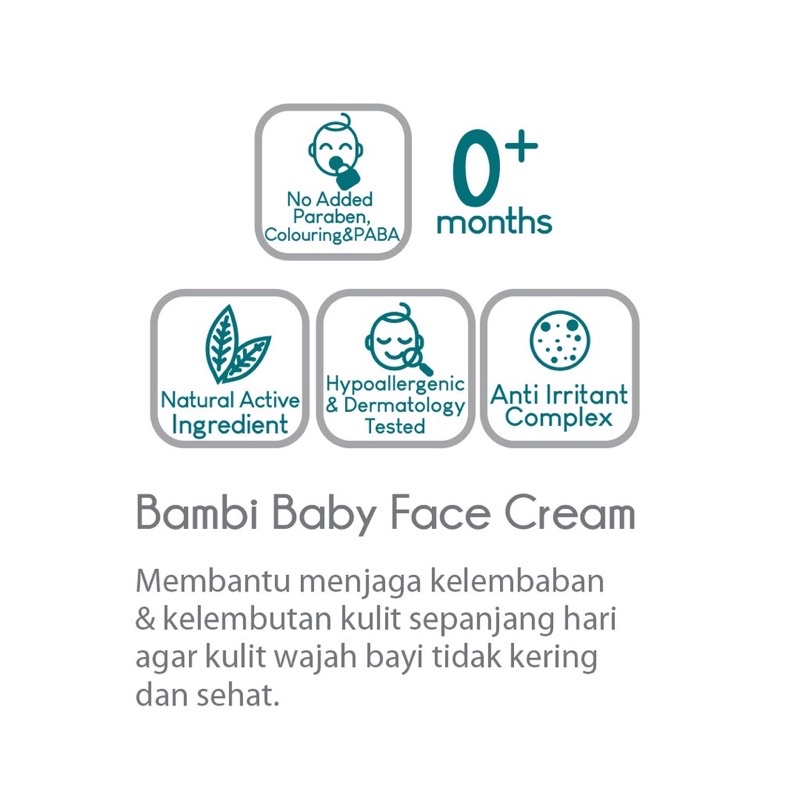 Bambi Baby Face Cream / Cream Bayi Anak Tube / Krim Wajah Bayi Anak