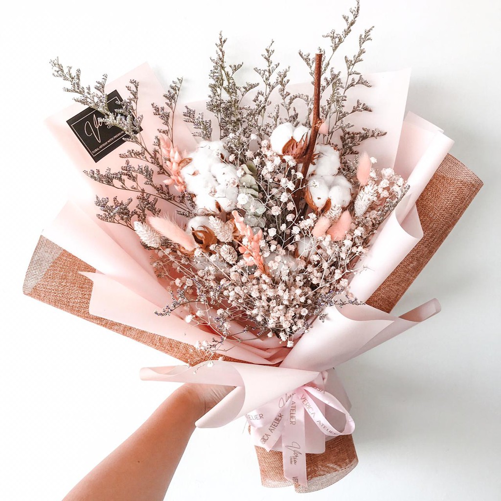 Jual Dried Cotton Flower Bouquet - Buket Bunga Kering | Shopee Indonesia