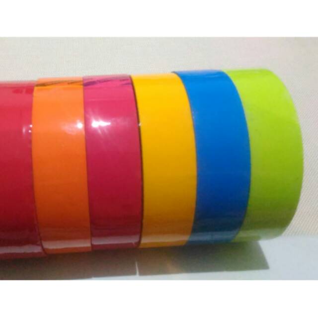 

Lakban warna 1 inch atau 24 mili bagus murah paket perekat lem