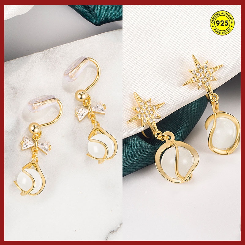 Anting Klip Telinga Lapis Emas 18K Anti Alergi Untuk Wanita