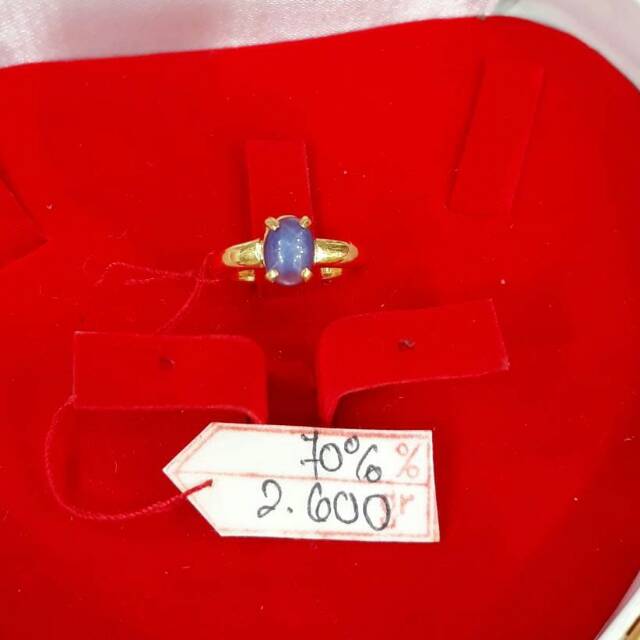 CC280F156F Cincin emas kuning permata star biru gold asli new fashion wanita blue star jewelry