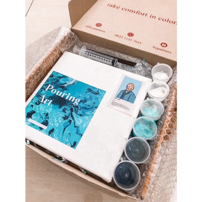

Acrylic Pouring Kit [OCEAN] | ByPainters | Painting Set | 20x20Cm
