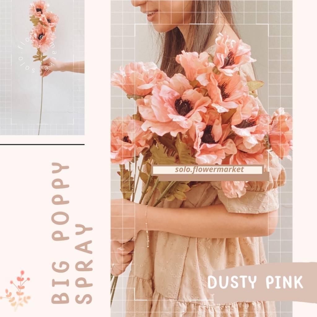 BIG POPPY FLOWER SPRAY BUNGA POPPY ARTIFICIAL FLOWER BUNGA CORN POPPY PALSU BUNGA HIAS BUKET DEKORAS