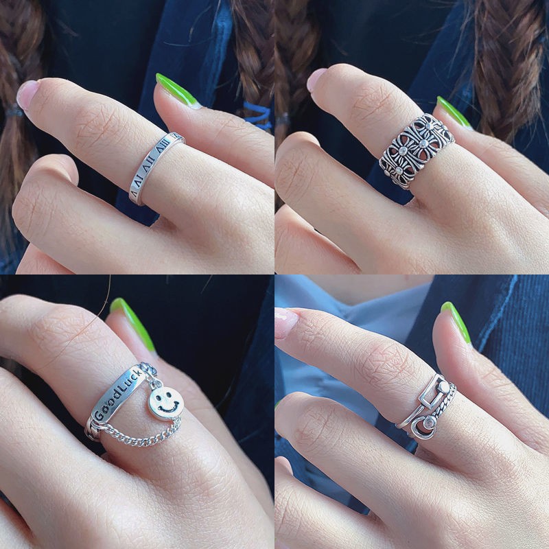 Cincin Net Merah Baru Adjustable Perempuan Kepribadian Sederhana Pacar Index Cincin Jari Pasangan Ci