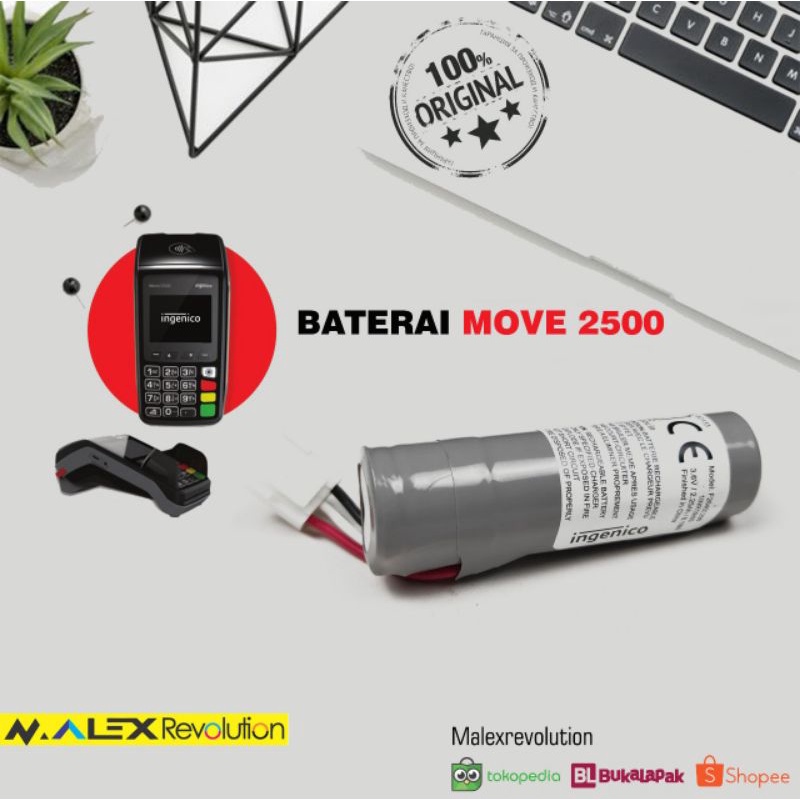 Battery mesin edc ingenico move 2500 baterai baru original mesin edc bri bni bca mandiri