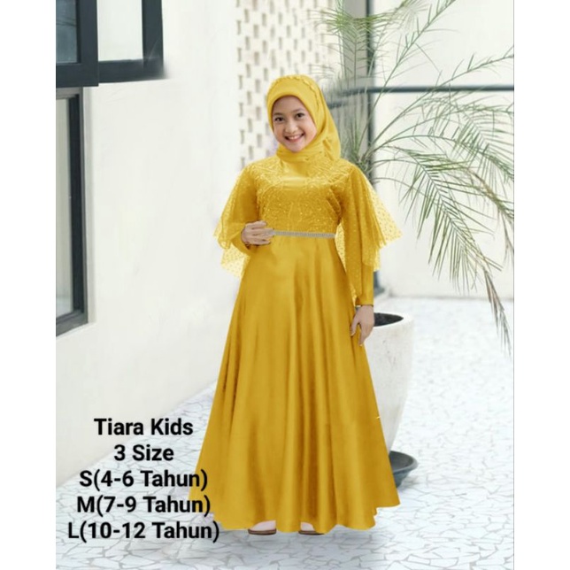 PAKAIAN GAMIS ANAK PEREMPUAN MAXI BROKAT/MAXI TIARA KIDS 4-12 TAHUN MATT MOSCREPE MIX BROKAT DAN TILLE DOT