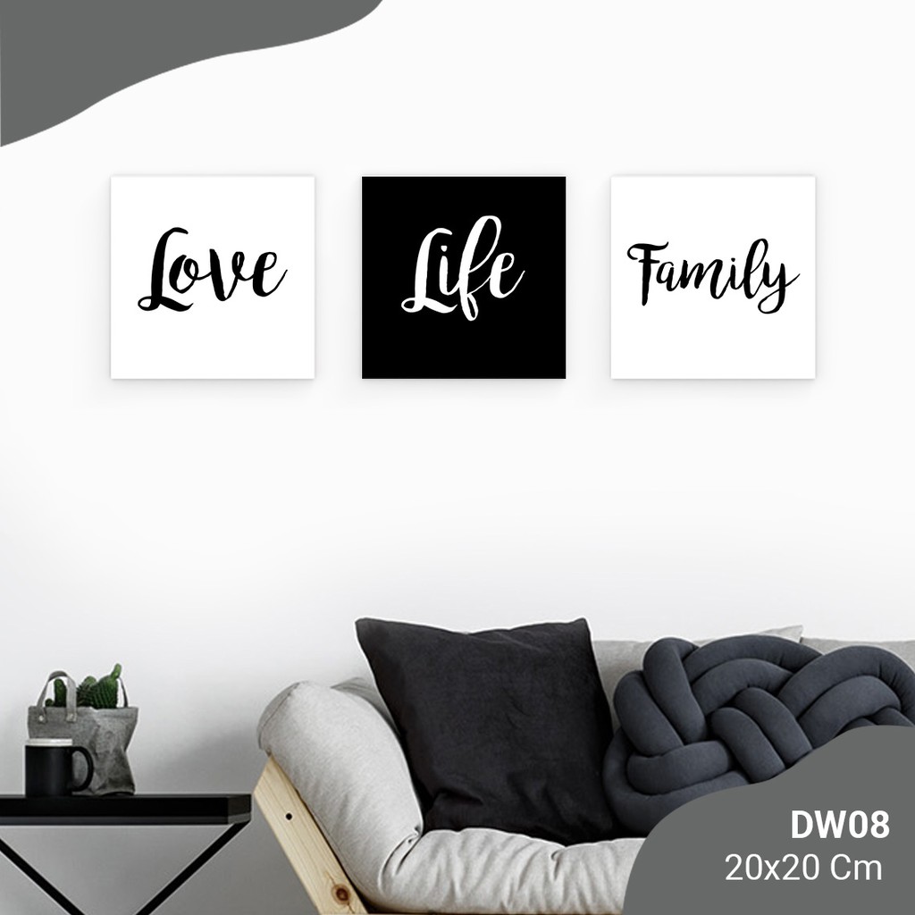 Hiasan Dinding Hiasan Kamar Wall Decor Quote Love Family Hitam Putih - WD08