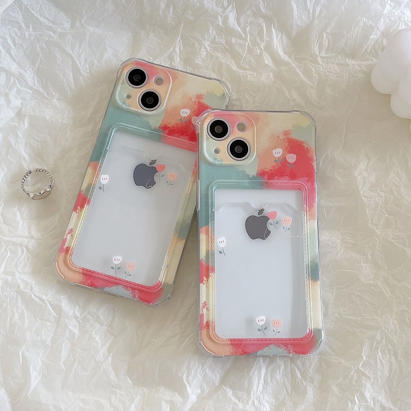 Soft Case Transparan Desain Bunga Kecil Warna-Warni Untuk iPhone 12 13 Pro Max 11 X XR XSMAX