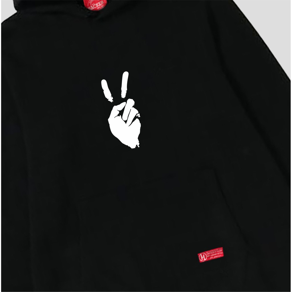 Sweater hoodie pria peace HCKR x PANDAWA HOODIE