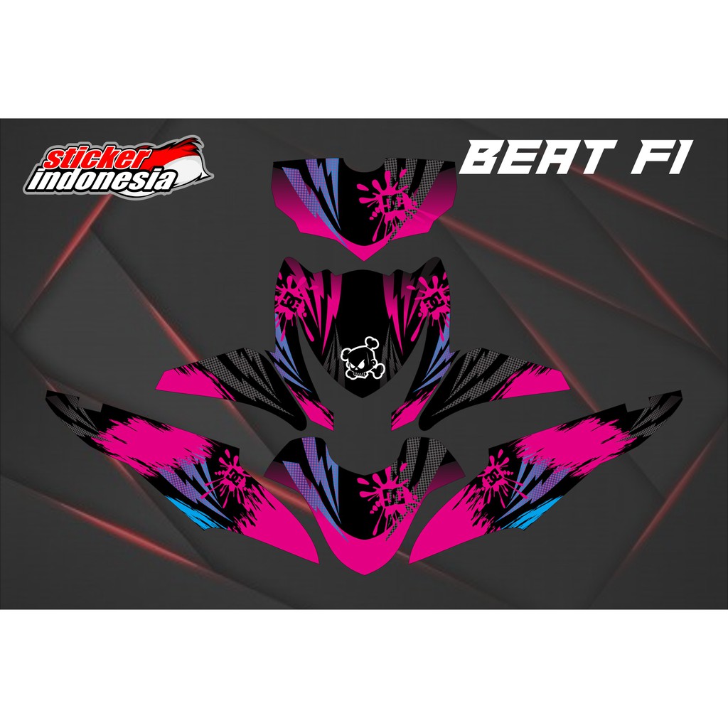 Sticker Striping DECAL BEAT FI 2013 2014 2015 Lama Variasi Lis Warna Pink Biru Hitam