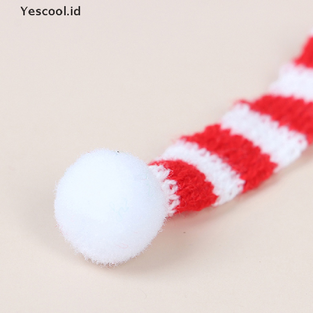 (Yescool) 2pcs / Set Topi Kupluk + Syal Mini Tema Natal Untuk Aksesoris Boneka