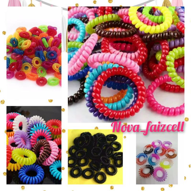 (Beli 30 pcs gratis Pouch) Ikat Rambut Spiral / Kabel telfon