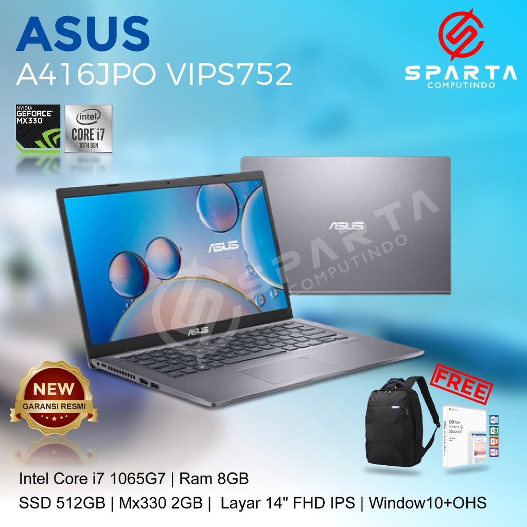 Laptop Asus A416JPO VIPS752 i7 1065G7 New Garansi Resmi