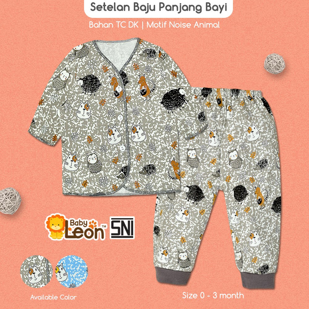 (0-3 Bulan) Setelan Baju Lengan Panjang + Celana Panjang Bayi BABY LEON DS-114 Baju Bayi Baru Lahir