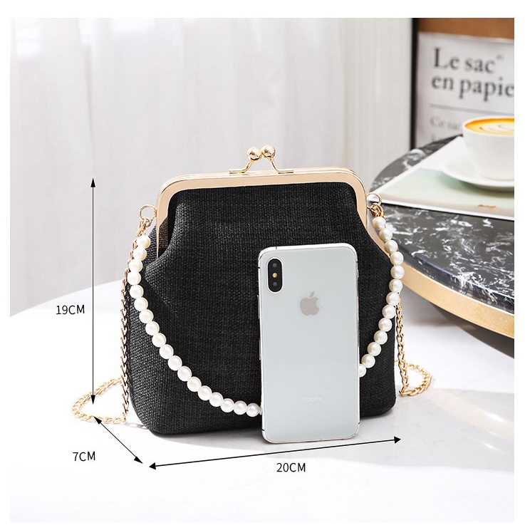 B780 Tas Selempang Pesta Elegan Wanita - Free Tali Pendek Mutiara