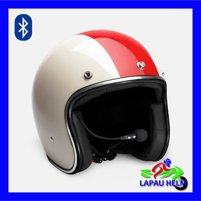 Jual HELM HALF FACE / HELM RETRO ZULU VIPER WHITE CHROME WITH BLUETOOTH