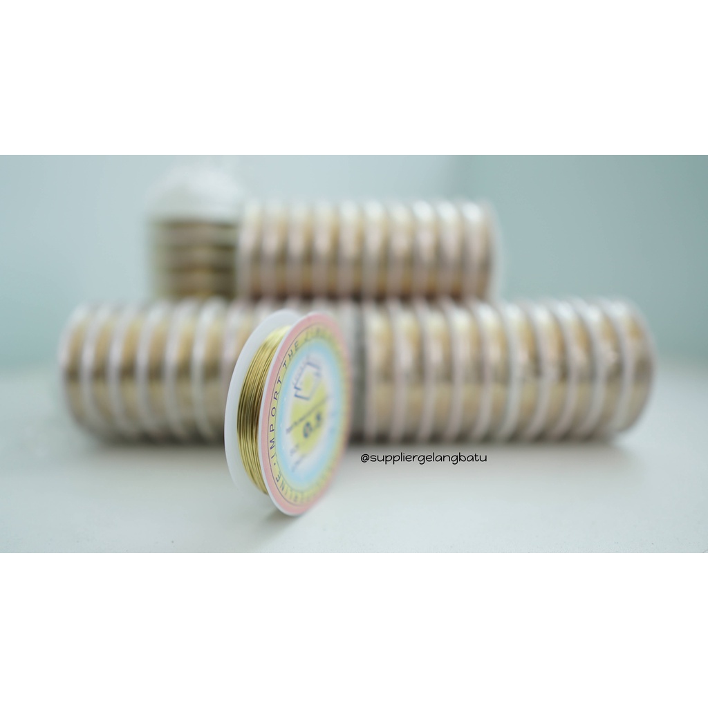 Tali Kawat Aksesoris 0,5 GOLD EMAS bahan Gelang Kalung 0.5 mm WIRE