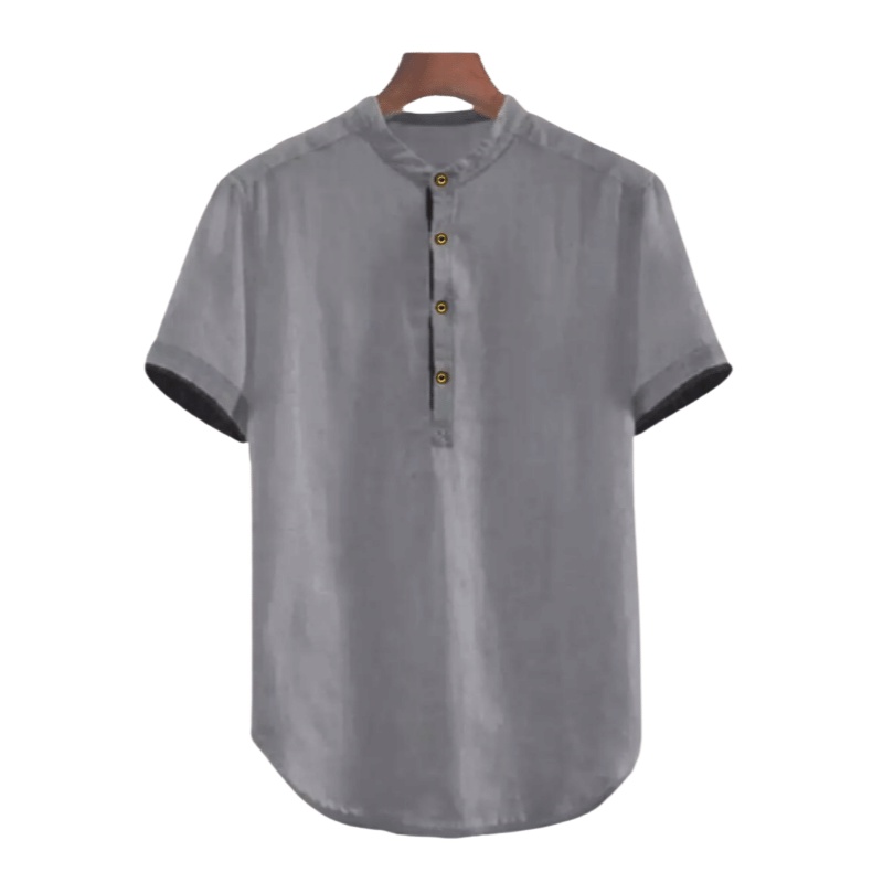 Baju Koko Kurta Dewasa Lengan Pendek Material Catton Adem Serap Keringat-Abu CSL