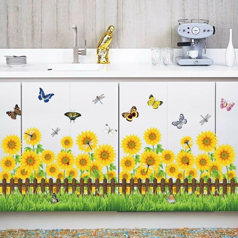 wallsticker pagar bunga matahari wallpaper hokkyshop