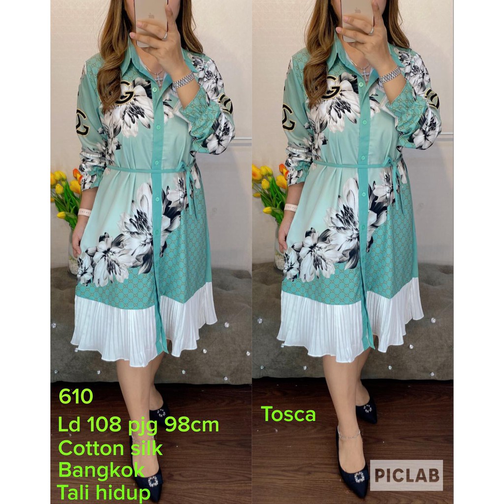 KD8373 tunik bunga mix prisket bangkok import 610 adem