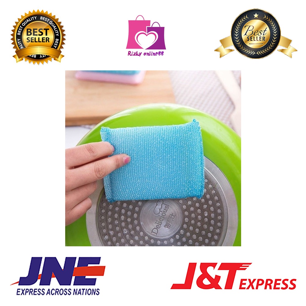 Rizkyonline88 spon spons cuci piring warna serbaguna busa cuci piring dishwashing sponge