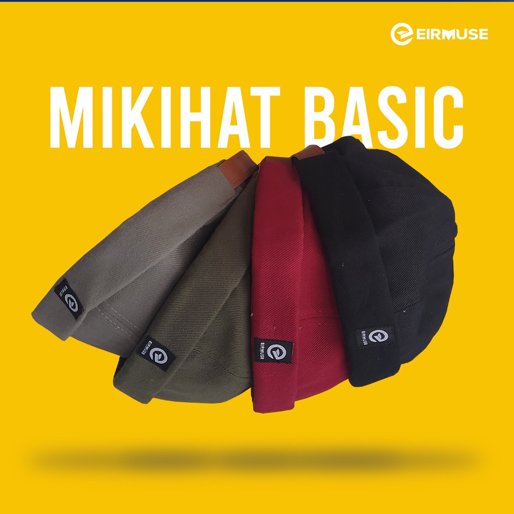 Topi Peci Gaul Miki Hat Reguler by Eirmuse Bisa Untuk Sholat dan Gaya Harian Size Dewasa Warna Hitam Grey Army