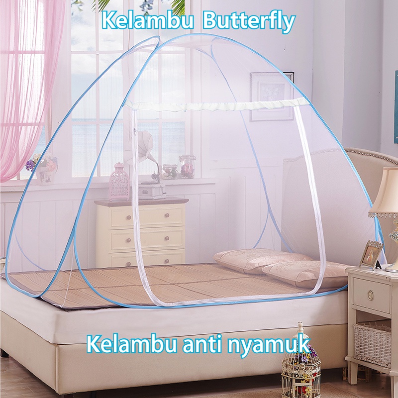 Kelambu Tidur Portable Kelambu Tempat Tidur Kelambu Butterfly Lipat Ukuran 180x200 &amp; 200x200cm