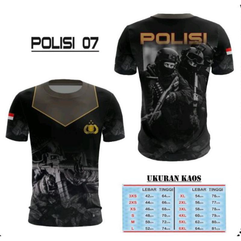 JERSEY BAJU KAOS POLISI - 07  / POLICE / MILITER / COKLAT / PRIA / FULL PRINT / TERLARIS KEREN
