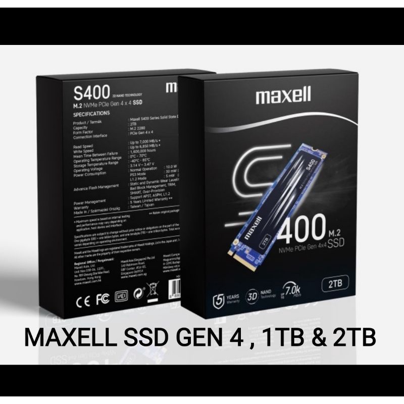 SSD MAXELL S400 2TB M2 2 TB M.2 NVME PCI EKSPRESS PCIe Gen 4X4