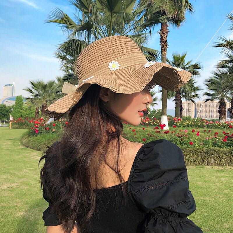 CAHAYA Topi Pantai wanita Bunga pelindung UV -Summerhat Pantai import T57