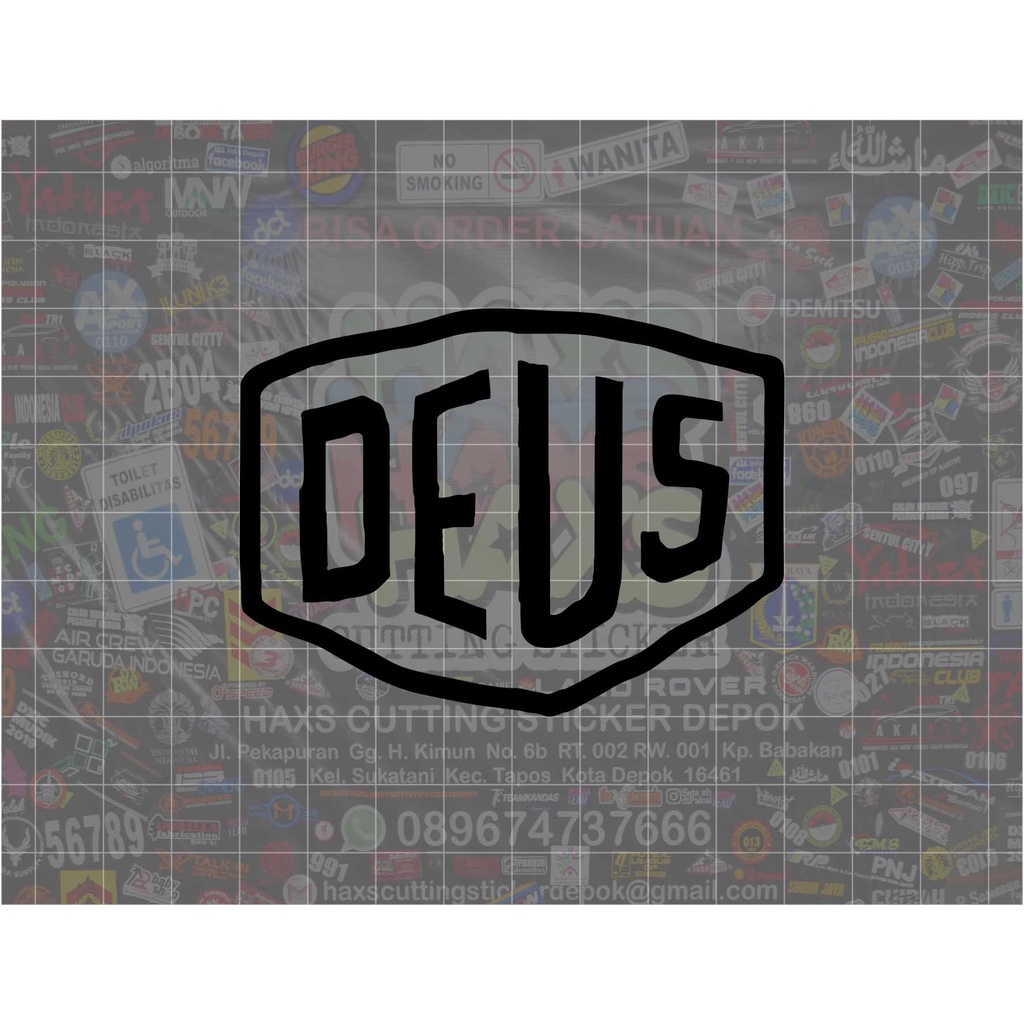 Cutting Sticker Logo Deus Ex Machina Ukuran 8 Cm Putih