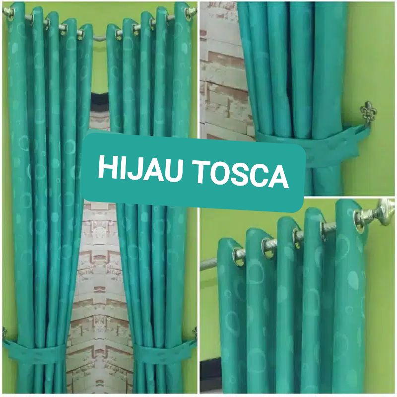 Gorden pintu kamar murah warna hijau tosca bahan original dan berkuliatas