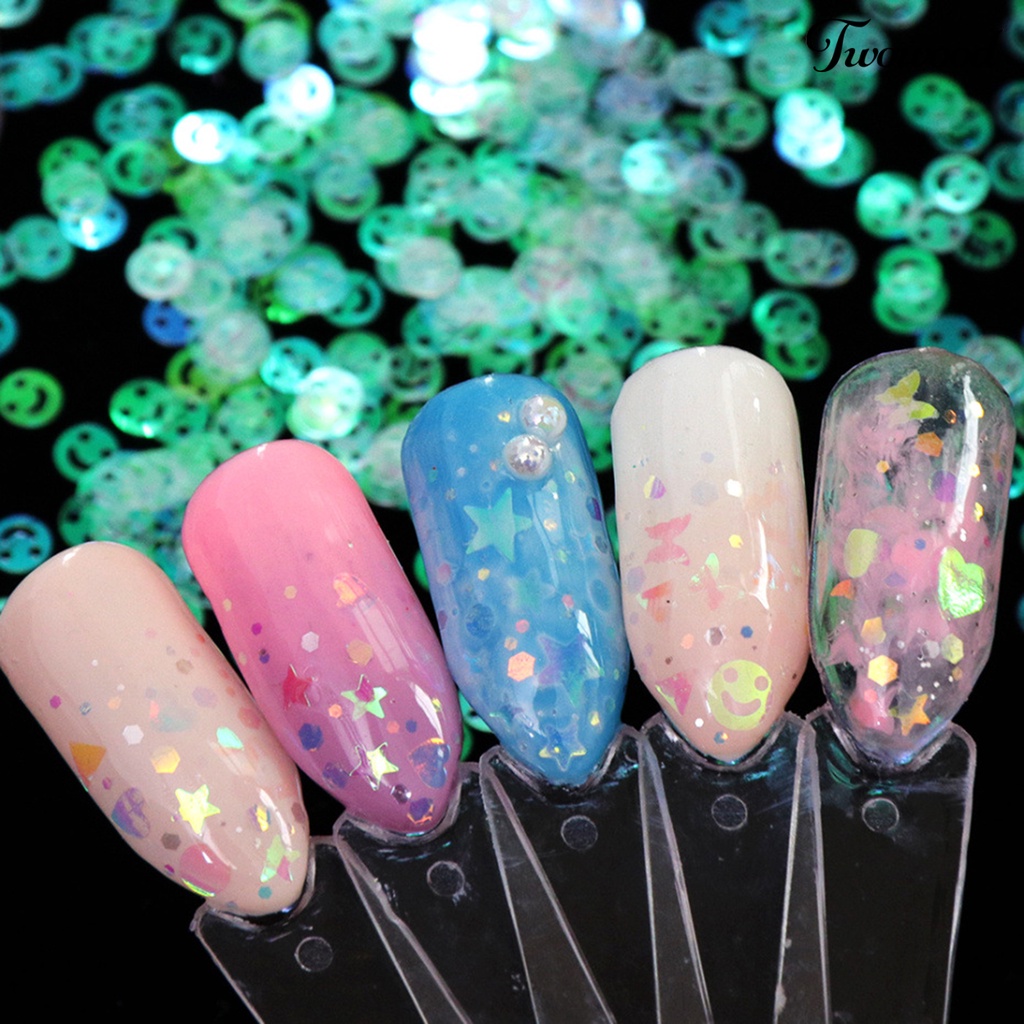 Payet Glitter Butterfly Bintang Hati Warna-Warni Untuk Dekorasi Manicure Nail Art