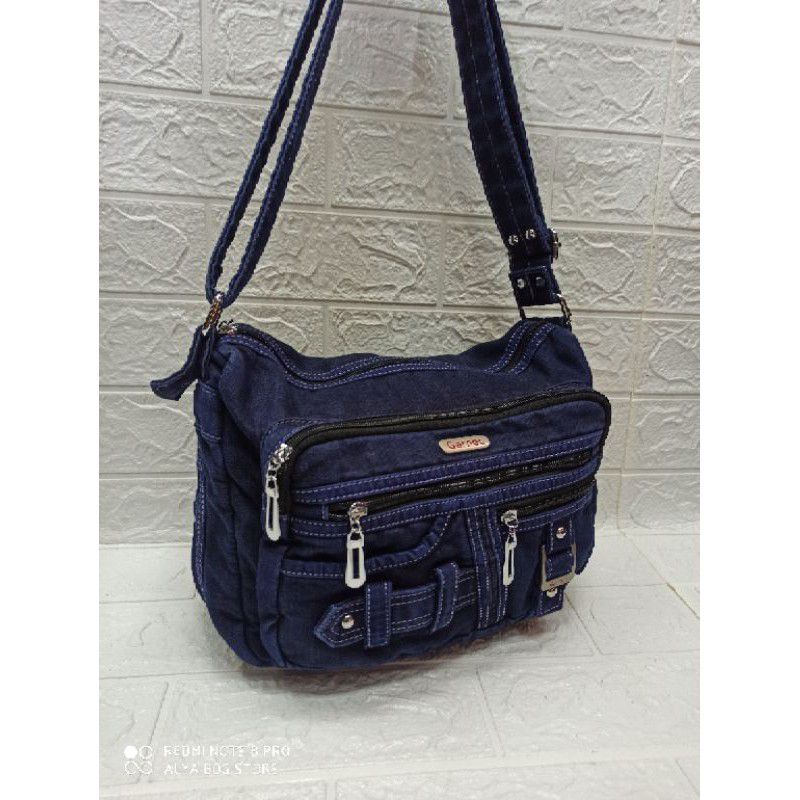 Tas selempang jeans wanita original garnet