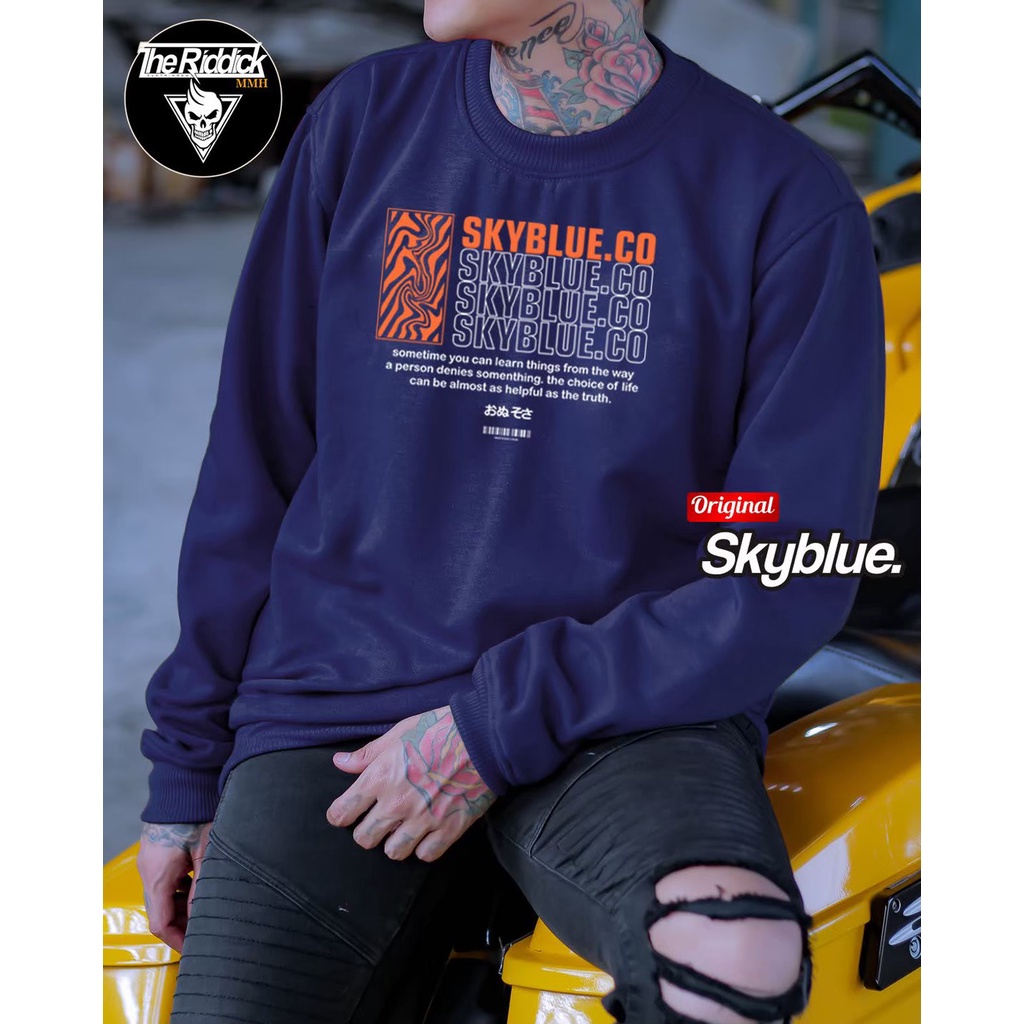 CREWNECK SKYBLUE ORIGINAL DISTRO BANDUNG/CREWNECK VESPA SKYBLUE.CO/SWEATSHIRT PRIA