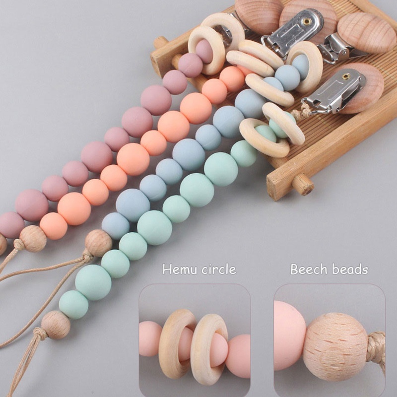 Mary Klip Rantai Manik Kayu Holder Dot Empeng / Teether Bayi DIY