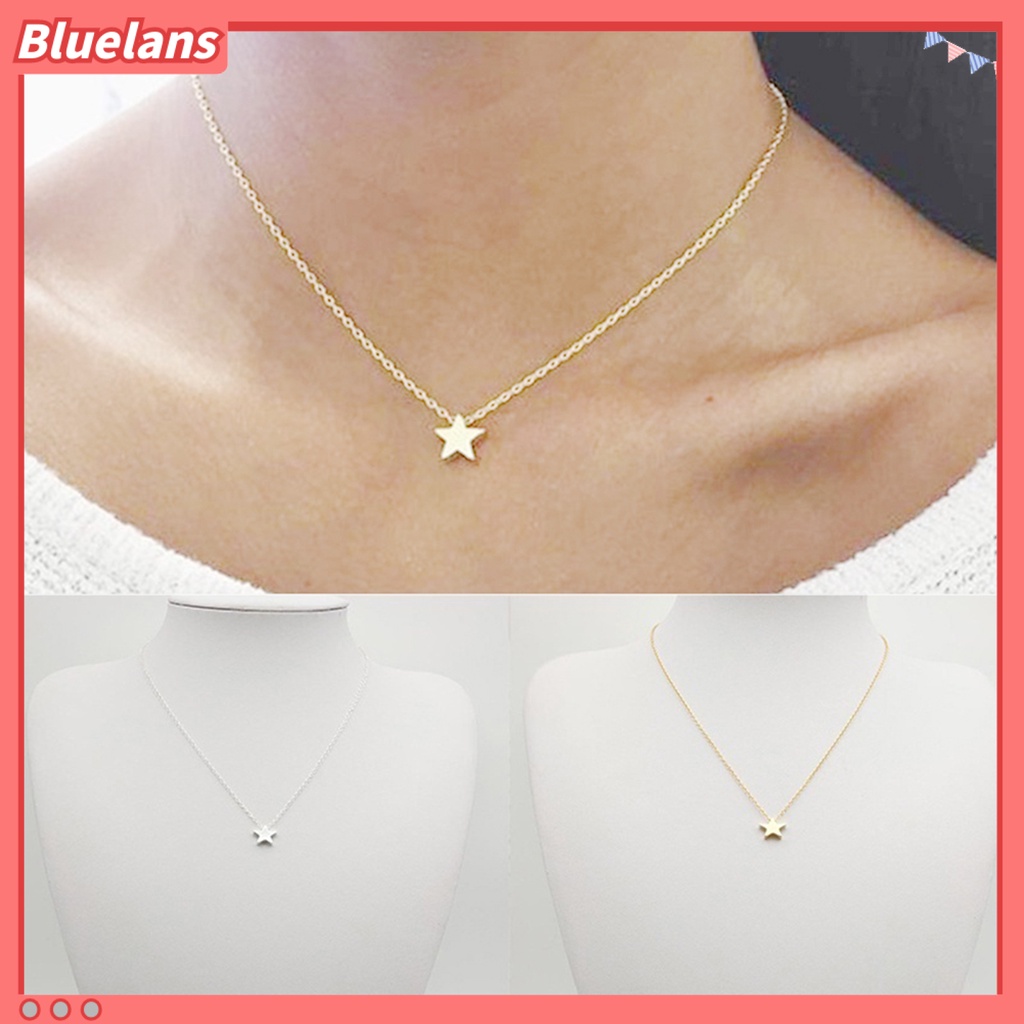 Bluelans Necklace Simple Anti-rust Women Five Point Star Shape Clavicle Chain